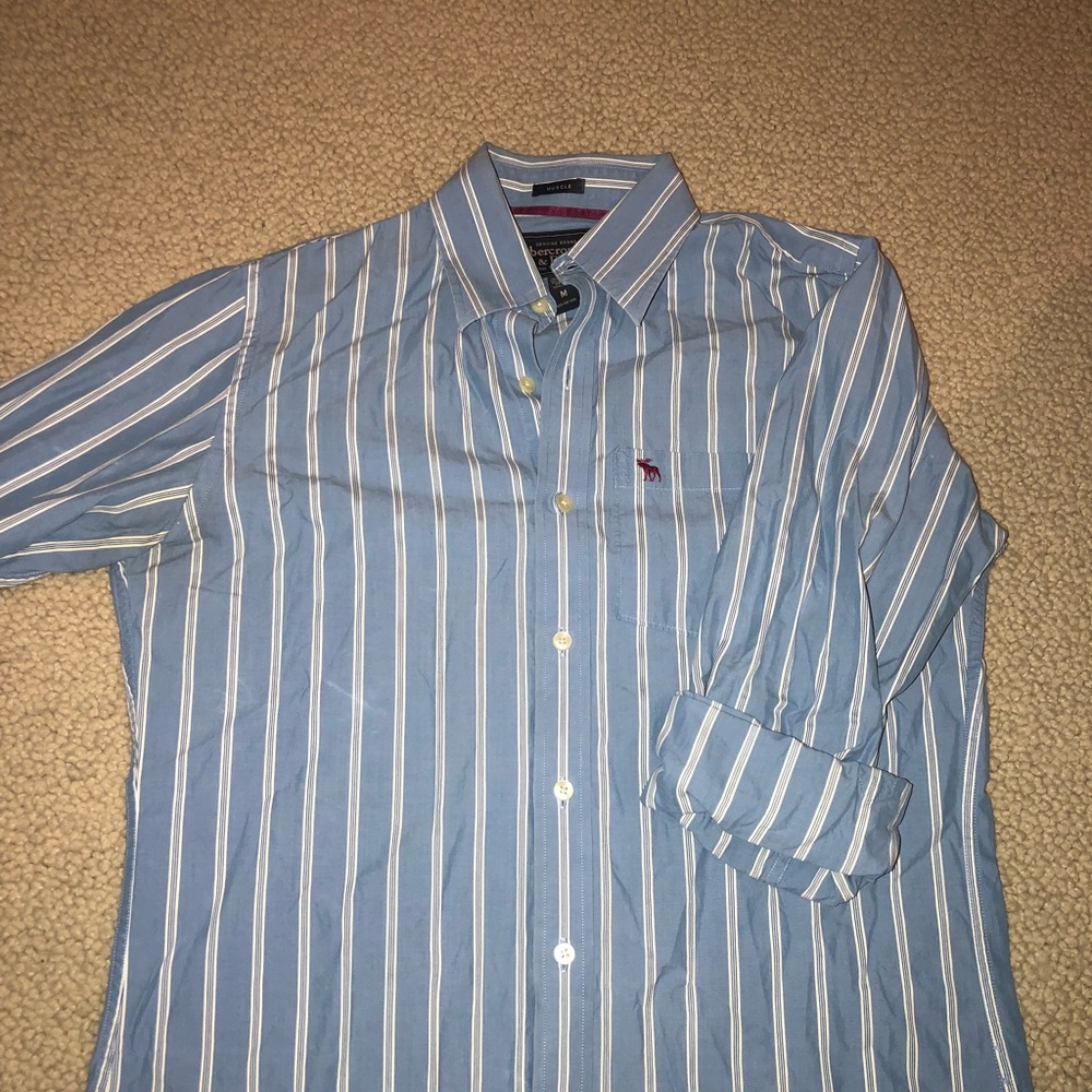 Abercrombie and Fitch Muscle Blue Striped Shirt